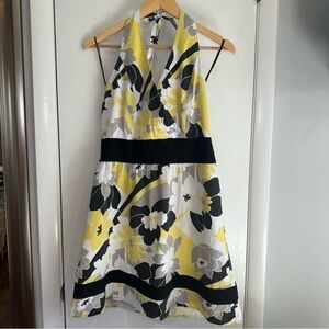 Blush Y2K Floral Halter Dress. Size: 11/12. Butter Yellow.